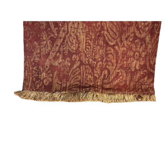 Red & Tan Custom Made Luxury Table Runner Damask Print Fringe Trim Dining Decor - Picture 4 of 7